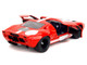 Ford GT40 MK1 Red with White Stripes and Graphics Pink Slips Series 1/18 Diecast Model Car Jada 36381 Ford GT40 MK1 Red with White Stripes and Graphics Pink Slips Series 1/18 Diecast Model Car Jada 36381
