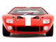 Ford GT40 MK1 Red with White Stripes and Graphics Pink Slips Series 1/18 Diecast Model Car Jada 36381