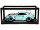 Nissan GT R R35 Liberty Walk Body Kit 2 0 RHD Right Hand Drive Light Blue with Black Hood and White Stripes Pink Slips Series 1/18 Diecast Model Car Jada 36382