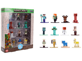 Set of 12 Diecast Figures Minecraft Video Game Nano Metalfigs Series Diecast Models Jada 37541