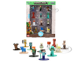 Set of 12 Diecast Figures Minecraft Video Game Nano Metalfigs Series Diecast Models Jada 37541