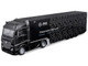 Mercedes Benz Actros Gigaspace Car Transporter Black and Mercedes AMG F1 W15 E Performance #63 George Russell Petronas Formula One F1 World Championship 2024 Racing Hauler Series 1/43 Diecast Model Car Bburago 38402GR