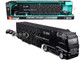 Mercedes Benz Actros Gigaspace Car Transporter Black and Mercedes AMG F1 W15 E Performance #63 George Russell Petronas Formula One F1 World Championship 2024 Racing Hauler Series 1/43 Diecast Model Car Bburago 38402GR