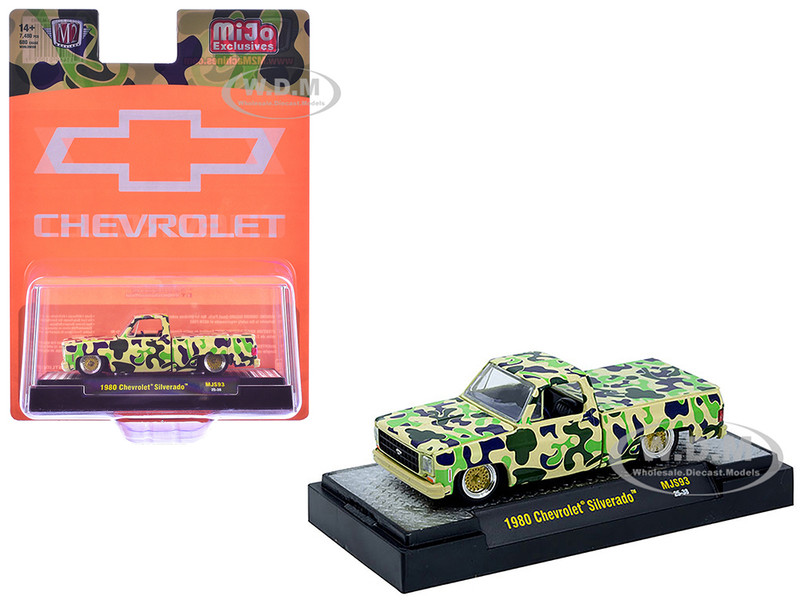 1980 Chevrolet Silverado Pickup Truck Camouflage Limited Edition to 7480 pieces Worldwide 1/64 Diecast Model Car M2 Machines 31500-MJS93