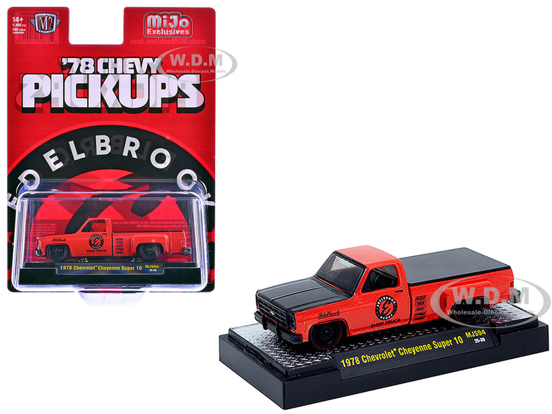 1978 Chevrolet Cheyenne Super 10 Pickup Truck Edelbrock Red with Black Hood Limited Edition to 9900 pieces Worldwide 1/64 Diecast Model Car M2 Machines 31500-MJS94