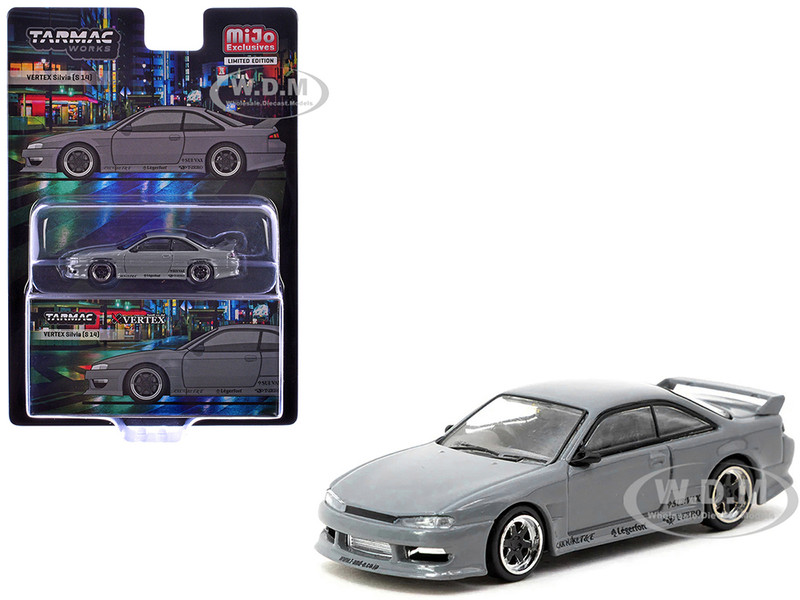 Nissan Silvia S14 Vertex RHD Right Hand Drive Gray Global64 Series 1/64 Diecast Model Tarmac Works T64G-018-GY