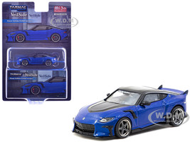 Nissan VeilSide FFZ400 Fairlady Z RHD Right Hand Drive Blue Metallic with Black Top Global64 Series 1/64 Diecast Model Tarmac Works T64G-074-BL