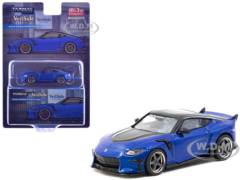 Nissan VeilSide FFZ400 Fairlady Z RHD Right Hand Drive Blue Metallic with Black Top Global64 Series 1/64 Diecast Model Tarmac Works T64G-074-BL