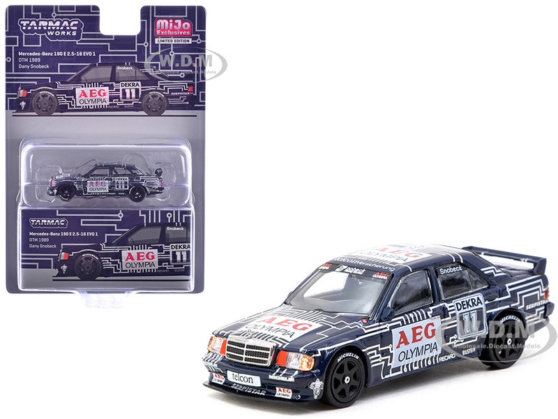 Mercedes Benz 190 E 2 5 16 EVO 1 #11 Dany Snobeck Deutsche Tourenwagen Meisterschaft DTM 1989 Global64 Series 1/64 Diecast Model Tarmac Works T64G-057-89DTM11