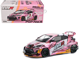 Toyota Goodride GR Yaris RHD Right Hand Drive EVA RT Production Model 08 Pink Metallic with Graphics 1/64 Diecast Model Car Pop Race PR640220