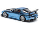 Mazda RX 7 RE Amemiya Widebody RHD Right Hand Drive Blue Chrome with Carbon Hood 1/64 Diecast Model Car Pop Race PR640223