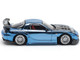 Mazda RX 7 RE Amemiya Widebody RHD Right Hand Drive Blue Chrome with Carbon Hood 1/64 Diecast Model Car Pop Race PR640223