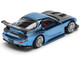 Mazda RX 7 RE Amemiya Widebody RHD Right Hand Drive Blue Chrome with Carbon Hood 1/64 Diecast Model Car Pop Race PR640223