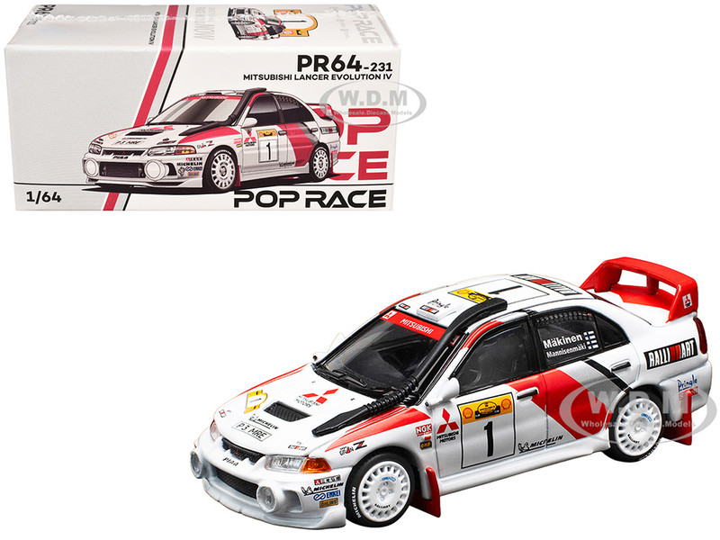 Mitsubishi Lancer Evolution IV RHD Right Hand Drive #1 Tommi Makinen Risto Mannisenmaki Safari Rally Kenya 1998 1/64 Diecast Model Car Pop Race PR640231
