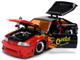 1989 Ford Mustang GT Black with Red Flame Graphics and Chester Cheetah Diecast Figure Cheetos Flamin Hot Hollywood Rides Series 1/24 Diecast Model Car Jada JA36255 1989 Ford Mustang GT Black with Red Flame Graphics and Chester Cheetah Diecast Figure Cheetos Flamin Hot Hollywood Rides Series 1/24 Diecast Model Car Jada JA36255