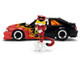1989 Ford Mustang GT Black with Red Flame Graphics and Chester Cheetah Diecast Figure Cheetos Flamin Hot Hollywood Rides Series 1/24 Diecast Model Car Jada JA36255