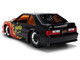 1989 Ford Mustang GT Black with Red Flame Graphics and Chester Cheetah Diecast Figure Cheetos Flamin Hot Hollywood Rides Series 1/24 Diecast Model Car Jada JA36255
