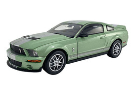 2007 Ford Shelby GT500 Lime Green Metallic with Silver Stripes Shelby Collectibles Series 1/18 Diecast Model Car ACME SC18004