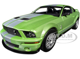 2007 Ford Shelby GT500 Lime Green Metallic with Silver Stripes Shelby Collectibles Series 1/18 Diecast Model Car ACME SC18004