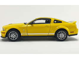 2007 Ford Shelby GT500 Yellow with Silver Stripes Shelby Collectibles Series 1/18 Diecast Model Car ACME SC18005