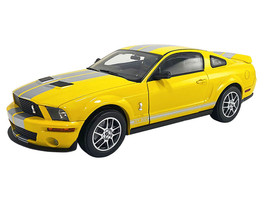 2007 Ford Shelby GT500 Yellow with Silver Stripes Shelby Collectibles Series 1/18 Diecast Model Car ACME SC18005