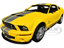 2007 Ford Shelby GT500 Yellow with Silver Stripes Shelby Collectibles Series 1/18 Diecast Model Car ACME SC18005