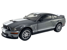 2007 Ford Shelby GT500 Alloy Gray Metallic with White Stripes Shelby Collectibles Series 1/18 Diecast Model Car ACME SC18007