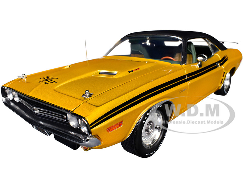 1971 Dodge Challenger R T GY8 Gold Metallic with Black Stripes and Black Vinyl Top Limited Edition to 360 pieces Worldwide 1/18 Diecast Model Car ACME A1806030