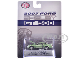 2007 Ford Shelby GT500 Lime Green Metallic with Silver Stripes Shelby Collectibles Series 1/64 Diecast Model Car ACME SC64001