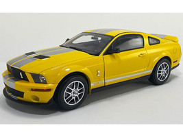 2007 Ford Shelby GT500 Yellow with Silver Stripes Shelby Collectibles Series 1/64 Diecast Model Car ACME SC64002