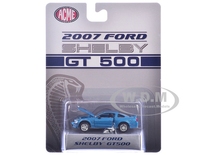 2007 Ford Shelby GT500 Windveil Blue Metallic Shelby Collectibles Series 1/64 Diecast Model Car ACME SC64003