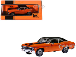 1971 Chevrolet Nova SS Orange with Black Stripes and Black Vinyl Top 1/43 Diecast Model IXO Models CLC596N22