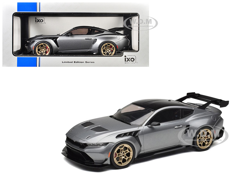 2025 Ford Mustang GTD Gray Metallic with Black Top Limited Edition Series 1/18 Diecast Model Car IXO Models IXOSPMCG18576
