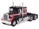 1977 Freightliner FLC 120 64 T Truck Tractor Black with Red and White Stripes 1/43 Diecast Model IXO Models TR21822