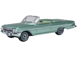 1961 Chevrolet Impala Convertible Arbor Green Metallic with Green Interior 1/87 (HO) Scale Diecast Model Car Oxford Diecast 87CI61007