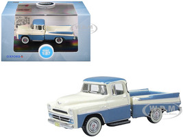 1957 Dodge D100 Sweptside Pickup Truck Ice Blue and Glacier White 1/87 (HO) Scale Diecast Model Car Oxford Diecast 87DP57005