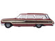 1964 Ford Country Station Wagon Squire Vintage Burgundy with Woodgrain Sides and White Interior 1/87 (HO) Scale Diecast Model Car Oxford Diecast 87FC64003