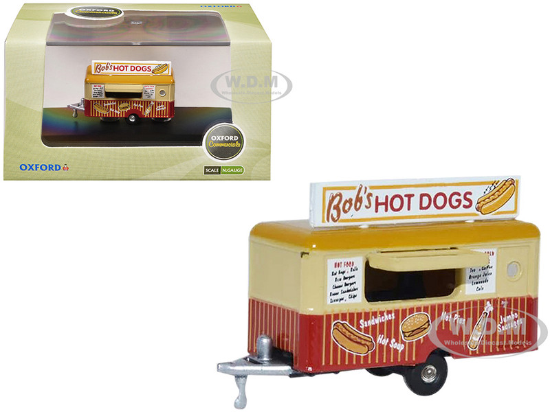 Mobile Trailer Bob s Hot Dogs Red and Yellow with Graphics 1/148 (N) Scale Diecast Model Car Oxford Diecast NTRAIL001
