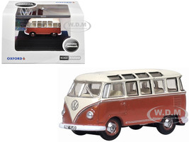 Volkswagen T1 Samba Bus Sealing Wax Red and Gray 1/148 (N) Scale Diecast Model Car Oxford Diecast NVWS001