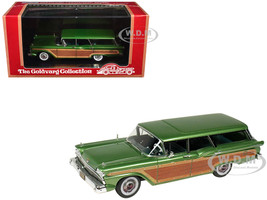 1959 Ford Country Squire Sherwood Green Metallic with Woodgrain Sides and Green Interior Limited Edition to 200 pieces Worldwide 1/43 Model Car Goldvarg Collection GC-091A