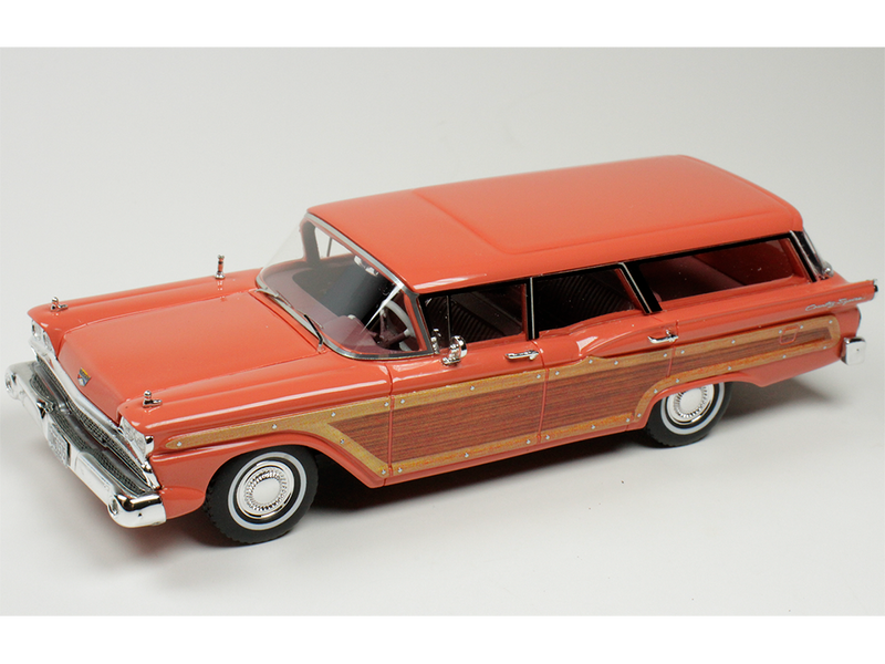 1959 Ford Country Squire Rose with Woodgrain Sides and Green Interior Limited Edition to 200 pieces Worldwide 1/43 Model Car Goldvarg Collection GC-091B