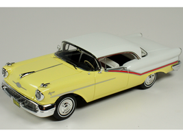 1957 Oldsmobile Starfire Coronado Yellow and Alcan White Limited Edition to 200 pieces Worldwide 1/43 Model Car Goldvarg Collection GC-092A