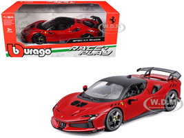 Ferrari SF90 XX Stradale Red with Black Top Race and Play Series 1/24 Diecast Model Car Bburago 26032RD