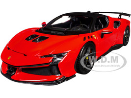 Ferrari SF90 XX Stradale Red with Black Top Race and Play Series 1/24 Diecast Model Car Bburago 26032RD