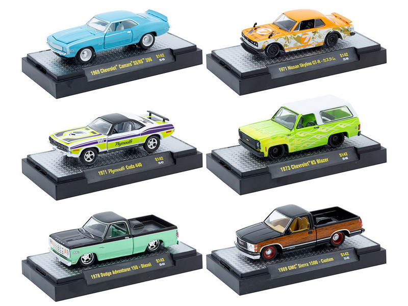 Auto Thentics 6 piece Set Release S142 IN DISPLAY CASES Limited Edition 1/64 Diecast Model Cars M2 Machines 32500-S142