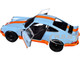 Porsche 911 RSR Gulf Oil Light Blue with Orange Stripes Pink Slips Series 1/18 Diecast Model Car Jada 36384