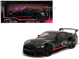 Shelby GT500 Code Red Black with Red Stripes Pink Slips Series 1/18 Diecast Model Car Jada 36385