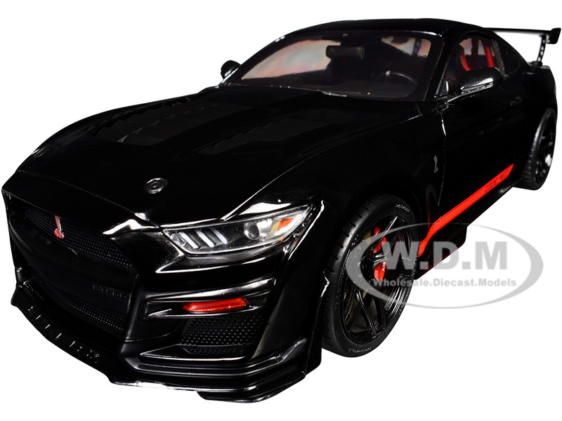 Shelby GT500 Code Red Black with Red Stripes Pink Slips Series 1/18 Diecast Model Car Jada 36385