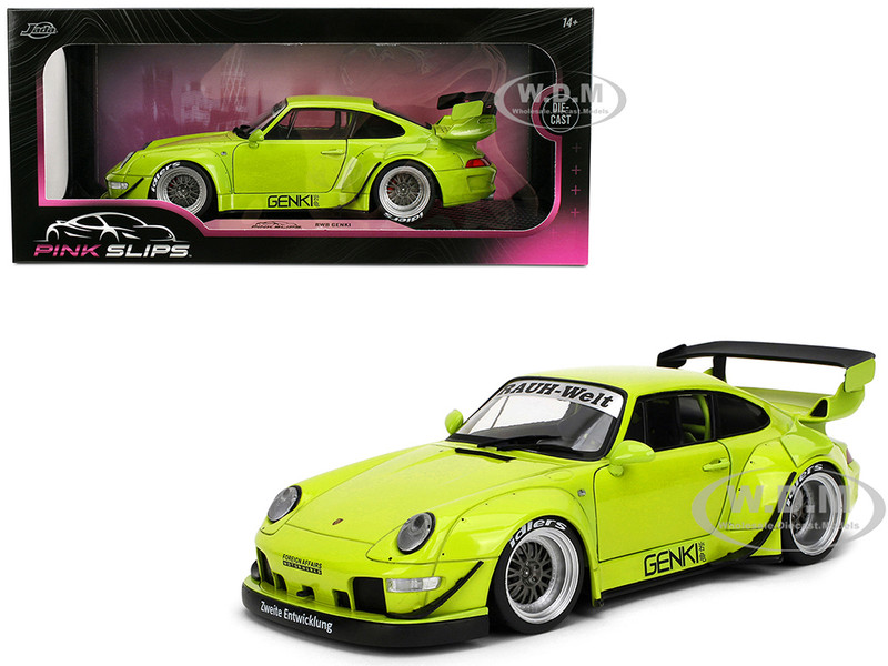 RWB Body Kit Genki Lime Green Pink Slips Series 1/18 Diecast Model Car Jada 36472
