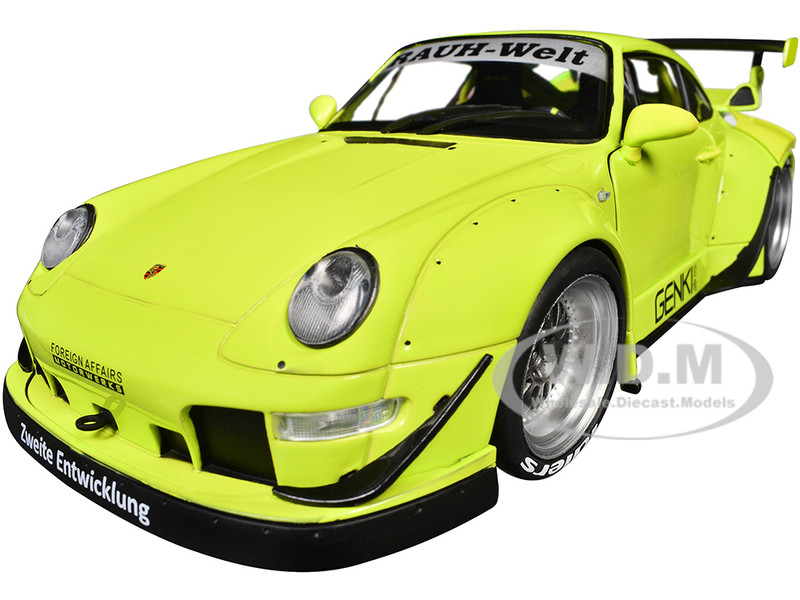 RWB Body Kit Genki Lime Green Pink Slips Series 1/18 Diecast Model Car Jada 36472
